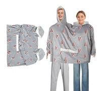 shyhand Matching Pjs for Couples Hoodies Pajamas Oversized Two Person Flannel Blanket Clothes with Pocektes (Grey)