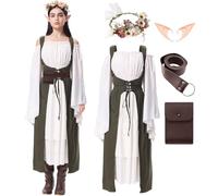 shyhand Renaissance Costume for Women Medieval Fairy Fancy Dress Belt Pouch Accessories Halloween Victorian Cosplay Outfit