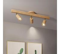 SHYHHTS Adjustable Wood Track Lighting,Ceiling Spot Light with Wood Finish,Modern Hallway Ceiling Light Fixture,Minimalist Style Ceiling Fixture for Closet Living Roomm(3-Light)
