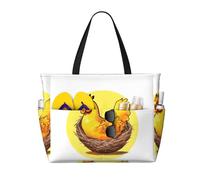 ShyHhts Bird'S Nest Golden Chicken Large Capacity Beach Travel Bag, Women'S Handbag Is Waterproof And Sandproof, Suitable For Travel, Beach Vacation, Etc., Black, One Size