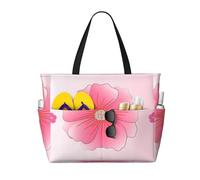 ShyHhts Blooming Carnations Large Capacity Beach Travel Bag, Women'S Handbag Is Waterproof And Sandproof, Suitable For Travel, Beach Vacation, Etc., Black, One Size