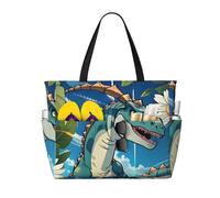 ShyHhts Cute Dinosaur Large Capacity Beach Travel Bag, Women'S Handbag Is Waterproof And Sandproof, Suitable For Travel, Beach Vacation, Etc., Black, One Size
