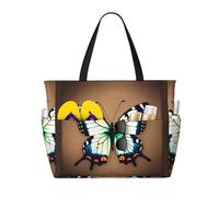 ShyHhts Cute Little Butterfly Large Capacity Beach Travel Bag, Women'S Handbag Is Waterproof And Sandproof, Suitable For Travel, Beach Vacation, Etc., Black, One Size