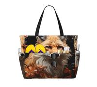 ShyHhts Fox And Flowers Large Capacity Beach Travel Bag, Women'S Handbag Is Waterproof And Sandproof, Suitable For Travel, Beach Vacation, Etc., Black, One Size
