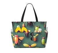 ShyHhts Insect Atlas Large Capacity Beach Travel Bag, Women'S Handbag Is Waterproof And Sandproof, Suitable For Travel, Beach Vacation, Etc., Black, One Size
