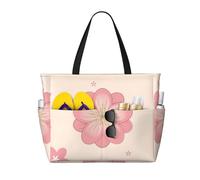 ShyHhts Little Pink Cherry Blossoms Large Capacity Beach Travel Bag, Women'S Handbag Is Waterproof And Sandproof, Suitable For Travel, Beach Vacation, Etc., Black, One Size