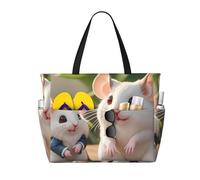 ShyHhts Mother And Child Rats Large Capacity Beach Travel Bag, Women'S Handbag Is Waterproof And Sandproof, Suitable For Travel, Beach Vacation, Etc., Black, One Size