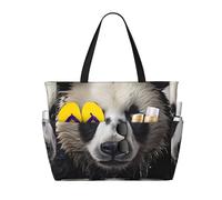 ShyHhts Panda In The Water Large Capacity Beach Travel Bag, Women'S Handbag Is Waterproof And Sandproof, Suitable For Travel, Beach Vacation, Etc., Black, One Size