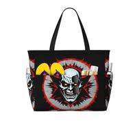 ShyHhts Red And Black Evil Ghost Large Capacity Beach Travel Bag, Women'S Handbag Is Waterproof And Sandproof, Suitable For Travel, Beach Vacation, Etc., Black, One Size