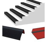 SHYICHENG 6m Self-Adhesive Stair Anti-Slip Nosing Strip, PVC Rubber Edge Protector for Indoor/Outdoor Steps, 6m x 50mm x 25mm, Black