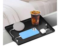 SHYICHENG Clip-On Bedside Shelf for Bunk Beds, Black Space-Saving Nightstand Tray with Cable Holes, Bed Storage Organiser for Dorm, Kids Bed, Bed Frame