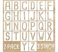 SHYJSHYJ 2 Pack 3.5 Inch Letter Stencils, Reusable Interlocking Templates ABC Alphabet Stencils Kit for Painting Inspirational Quotes Signs on Wood, Wall, Floor, Board, DIY Art Craft Projects
