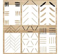 SHYJSHYJ 6 Pack 14'' Modern Herringbone Geometric Brick Hexagon Boho Lines Wall Stencils for Painting Large Pattern on Wall, Reusable Decorative Template for Scandinavian Painting Wall Décor