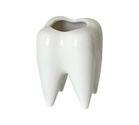 SHYKNYU Ceramic Pen Holder Funny Tooth Shape Toothbrush Holder Cute Pencil Pot Holder Storage Container Teeth Planter Succulent Pots Dentist Gifts