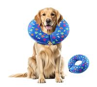 Shyllin Inflatable Dog & Cat Collar with Adjustable Velcro Fastener, Suitable for Surgery or Wound Healing, Anti-Licking (Blue B, XL)