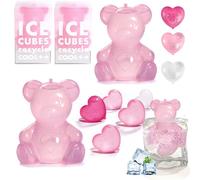 Shyllin Reusable Ice Cubes, Heart Shaped Ice Cubes, 2 Pieces Bears, 8 Pieces Hearts, Party Ice Cubes for Chilling Drinks, Ice Compresses on the Face and Keeping Picnic Food Fresh