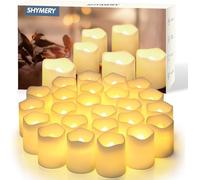 SHYMERY Flameless Votive Candles, Flickering Tea Light Led Candles in Warm White and Wave Open (Pack of 24)