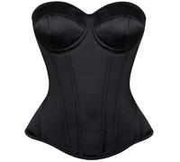 SHYMMUO Satin Corset Tops for Women Strapless Bustier Sweetheart Neckline Boned Bodice Bridal Lingerie Party Clubwear, Black, XX-Large