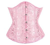 SHYMMUO Underbust Corset for Women Steampunk Waist Trainer Vintage Bustier Top Gothic Renaissance Corset, Pink, Small