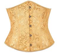 SHYMMUO Underbust Corset for Women Steampunk Waist Trainer Vintage Bustier Top Gothic Renaissance Corset, Gold, Small