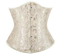 SHYMMUO Underbust Corset for Women Steampunk Waist Trainer Vintage Bustier Top Gothic Renaissance Corset, Beige, XXL