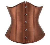 SHYMMUO Underbust Corset for Women Steampunk Waist Trainer Vintage Bustier Top Gothic Renaissance Corset, Brown 2, Medium