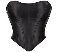SHYMMUO Women Black Corset Tops Satin Summer Going Out Strapless Bustier Crop Top for Party,Gothic,Halloween Costumes, Black Satin, X-Large