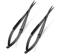 Shynai 2 Pieces 4.7 Inch Embroidery Scissors Curved Eyebrow Scissors Tip Spring Action Stainless Steel Cutting Eyebrow Trimming Craft(Black)