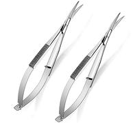 Shynai 2 Pieces 4.7 Inch Eyebrow Scissors Embroidery Scissors Spring Action Curved Tip Stainless Steel Cutting Eyebrow Trimming Craft(Silver)