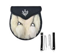 SHYNE KILTS U.K Boy Semi Dress White Semi Dress Sporran with a Thistle Emblem & Chain Belt