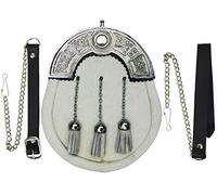 SHYNE KILTS U.K Full Dress Kilt Sporran White Celtic Cantle/Scottish Kilt Sporrans