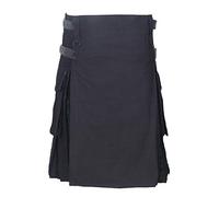 SHYNE KILTS U.K Men's Hybrid Leather Straps, Cotton & Tartan Utility Kilt - Black Watch (42")