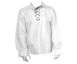 SHYNE KILTS U.K Scottish White Jacobite Ghillie Kilt Shirt Leather Cord (XX-Large)