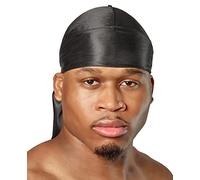 SHYNE Silky Durag - Black | Perfect for Waves, Braids & Locs | Premium Silk Du Rags for Men & Women | Wide & Long Tail | Ultra-Soft & Wrinkle Free Satin | Black Owned Business