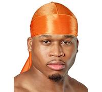 SHYNE Silky Durag - Orange | Perfect for Waves, Braids & Locs | Premium Silk Du Rags for Men & Women | Wide & Long Tail | Ultra-Soft & Wrinkle Free Satin | Black Owned Business