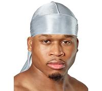 SHYNE Silky Durag - Silver | Perfect for Waves, Braids & Locs | Premium Silk Du Rags for Men & Women | Wide & Long Tail | Ultra-Soft & Wrinkle Free Satin | Black Owned Business