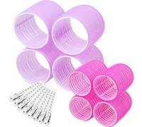 shynek 16 Pcs Self Grip Hair Rollers Set with 8 Heatless Hair Rollers, 2 Sizes (4 Jumbo and 4 Large) and 8 Hair Clips for Long, Medium, Short, Thick, Fi Hair