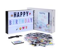 SHYOSUCCE A4 Cinematic Lightbox with 16 Color Changings, 4 Flash Modes, 262 Letters and 85 Emojis, LED Light Box for Wedding, Anniversary, Birthday, Party, Store Sign, Battery or USB Powered (Black)