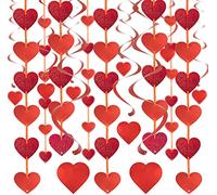 SHYOSUCCE Valentine's Day Decoration, 12 red Heart Garland and 18 red Spiral Garlands, Heart Banner Party Decoration for Valentine's Day, Wedding, Engagement, Birthday, Anniversary, Graduation