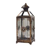 SHYPT Candlestick -Retro Iron Candle Lantern, Portable Moroccan Wrought Iron Stained Glass Candle Holder Hanging Lamp Horse Light