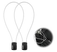 SHYSBV 2-Pack 3-Digit Combination Cable Locks - 50cm Steel Wire for Luggage, Gym Lockers, Toolboxes & Helmets (High Security, 3mm Diameter, Black)