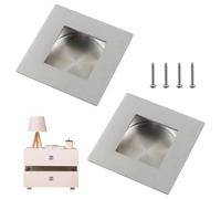 SHYSBV 2 Pack Recessed Door Handles, 70mm Square Hidden Finger Pull Handle, Stainless Steel Inset Cupboard Handle for Pocket Door Drawer Wardrobe Closet Barn Door Custom Furniture