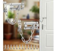 SHYSBV 2PCS Stainless Steel Door Chain,Chain Lock for Door Anti Theft Home Safe Nickel Plated Door Locks with Screws,Door Chain Internal with Complete Fittings(Sliver）