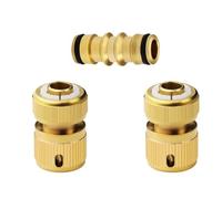 SHYSBV Brass Hose Connector, 1/2", 3 Pcs, Double Male | Hose Pipe Quick Connector, Hose Fitting Repair Set, for Gardening, Home Watering, Car Washing