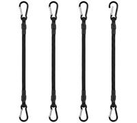 SHYSBV Bungee Cords With Carabiner Clips - 4 Pack 60cm/24Inch Black Extra Strong Bungee Straps with Hooks, Removable Heavy Duty Carabiner, for Camping, Tent, Garden, Awning, Tarps, Bike, Car