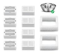 SHYSBV Pack of 8 Cat Fountain Filters, 2 Pieces Foam Filter, Replacement Filter with Activated Carbon & Foam Filter, Compatible with Drinking Fountain for Cats such as Drinkwell and Stainless Steel