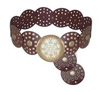 SHYSBV PU Leather Disc Belt,Women Vintage Personality Disc Belt,Vintage Waist Belt,Brown Belts Women,Leather Boho Wide Belts,Dress Sweater Decorative Adjustable Belts
