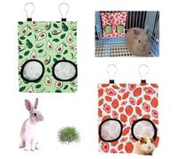 SHYSBV Rabbit Hay Feeder,2 PCS Hanging Hay Feeding Bag,Hanging Hay Feeder for Guinea Pigs, Hay for Rabbits,Small Animal Feeder Storage Pouch for Bunny Guinea Pigs(Red/Green)