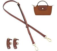 SHYSBV Strap for Longchamp Mini Bag, Leather Shoulder Straps, Brown Adjustable Straps for Crossbody Handbags with Handle Conversion Kit, NO Punch Strap for Long Champ Bag