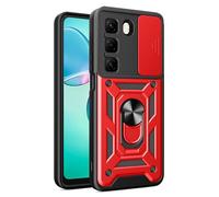 SHYXGLON Case for Infinix Hot 50 4G with Slide Camera Cover, Camera Protector Magnetic Hybrid Rugged Ring Kickstand Cover Military Armor Shockproof Case for Infinix Hot 50 4G (Red)